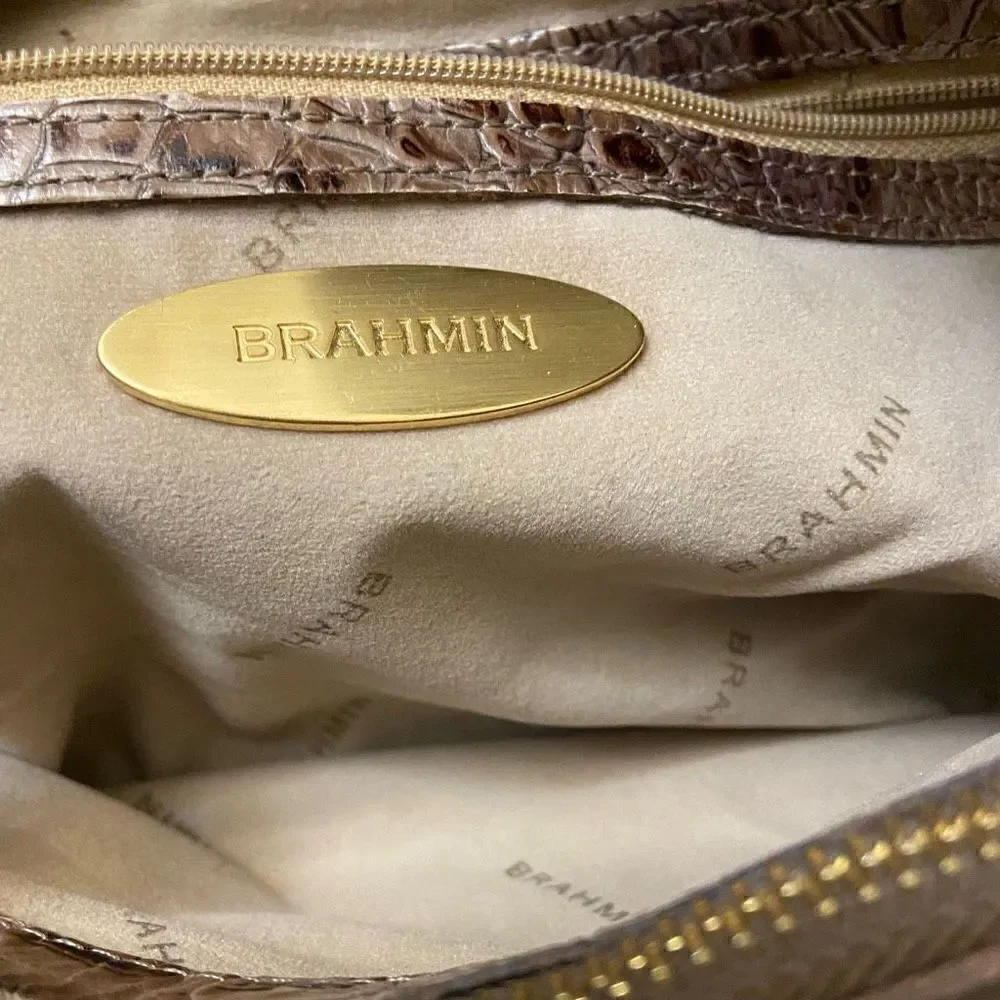 Brahmin Anne Melborne Croco Hobo in Toasted Almond